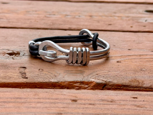 Upcycled Metal & Leather Bracelet