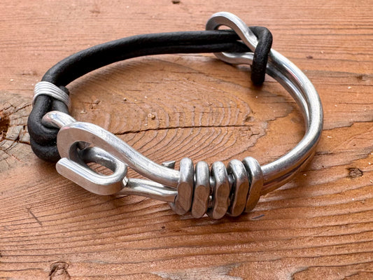 Upcycled Metal & Leather Bracelet